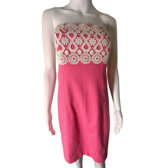 Lilly Pulitzer Bowen Dress Bodice Hotty Pink Crochet Style 78374 Womens Sz. 10 - Picture 9 of 16